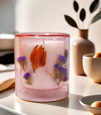 High Quality Borosilicate Luxury Empty Candle Vessel Double Wall Glass Candle Jars For Candle Making